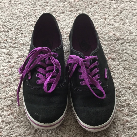 purple and black vans shoes